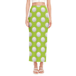 Green Golf Ball Pattern Print Side Slit Maxi Skirt