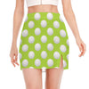 Green Golf Ball Pattern Print Side Slit Mini Skirt