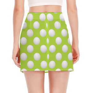 Green Golf Ball Pattern Print Side Slit Mini Skirt