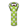 Green Golf Ball Pattern Print Single Neoprene Wine Tote