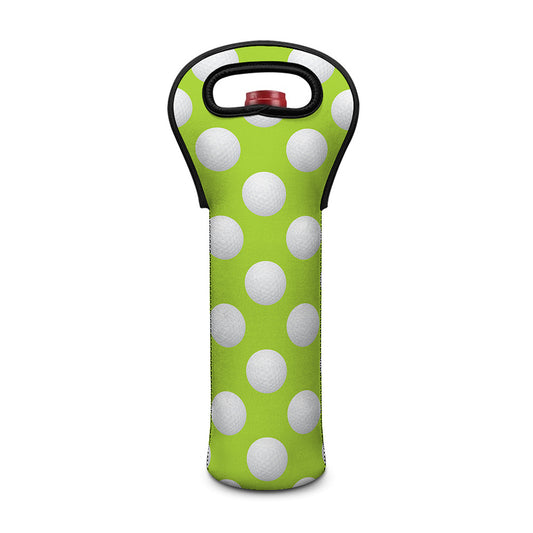 Green Golf Ball Pattern Print Single Neoprene Wine Tote