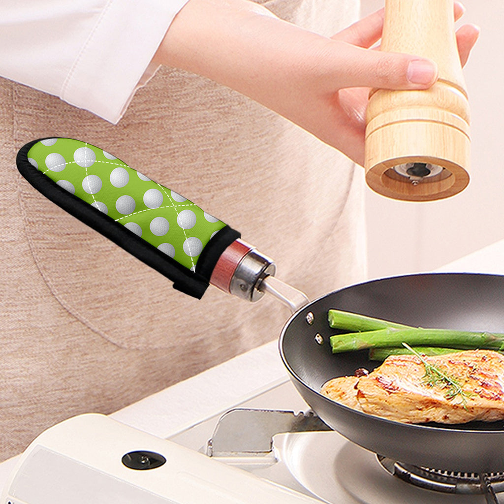 Green Golf Ball Pattern Print Skillet Handle Cover