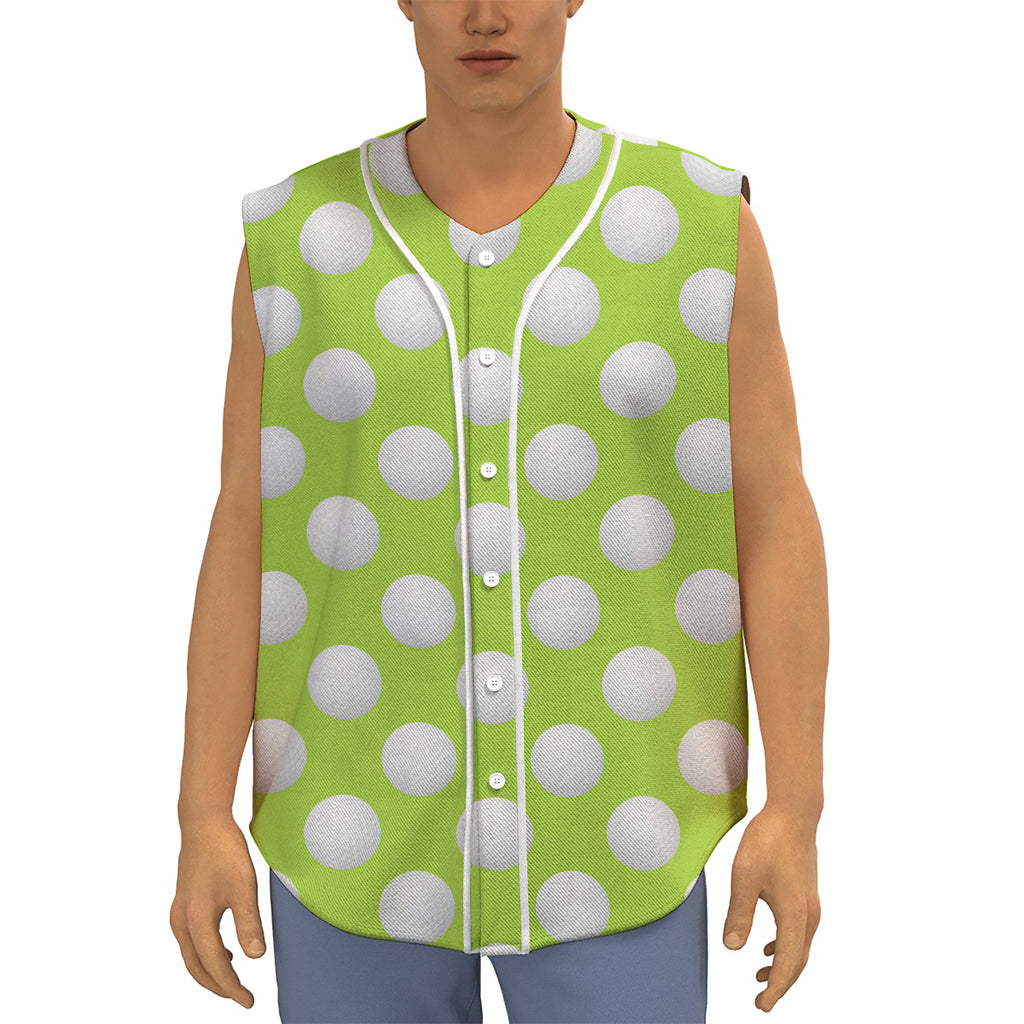 Green Golf Ball Pattern Print Sleeveless Baseball Jersey