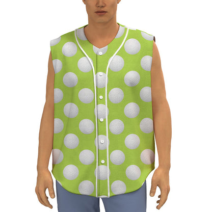 Green Golf Ball Pattern Print Sleeveless Baseball Jersey