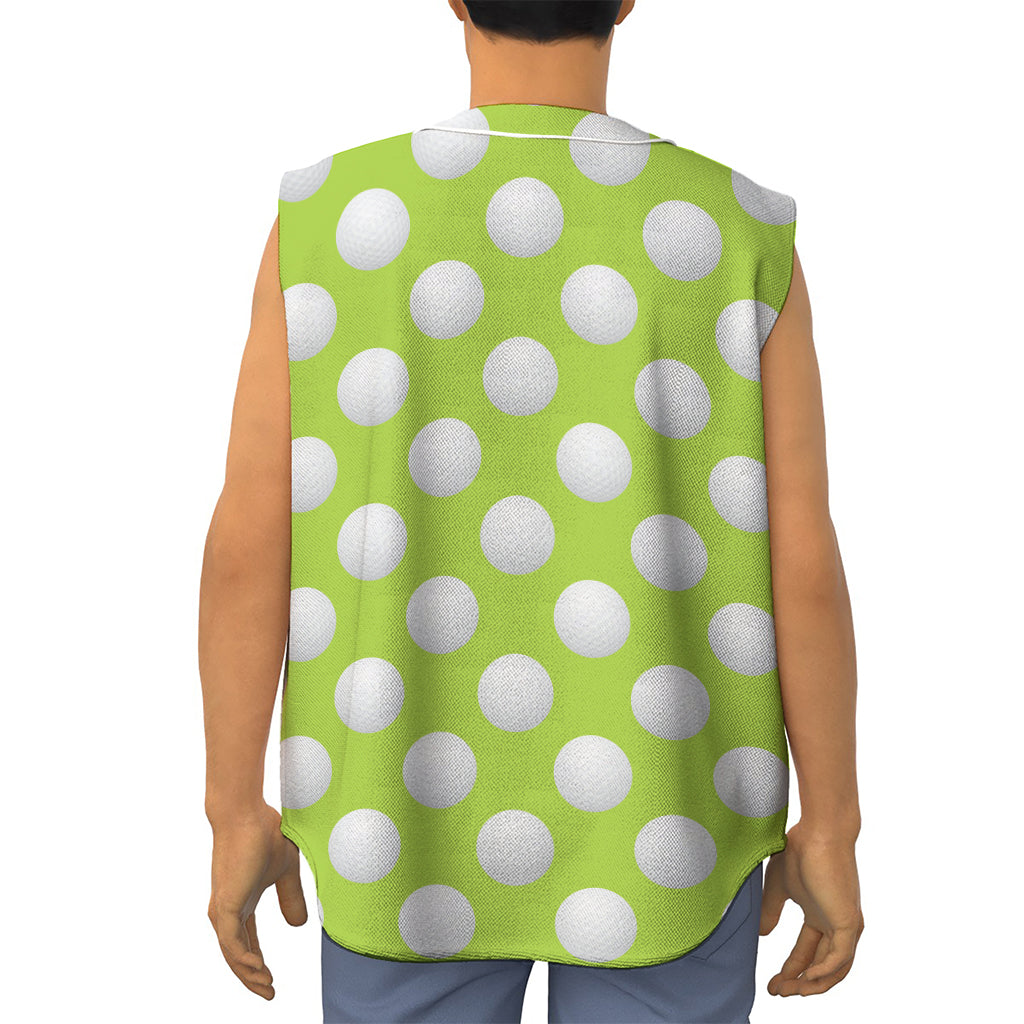 Green Golf Ball Pattern Print Sleeveless Baseball Jersey