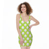 Green Golf Ball Pattern Print Sleeveless Bodycon Dress