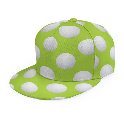 Green Golf Ball Pattern Print Snapback Cap
