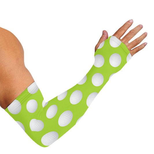 Green Golf Ball Pattern Print Sun Protection Arm Sleeves