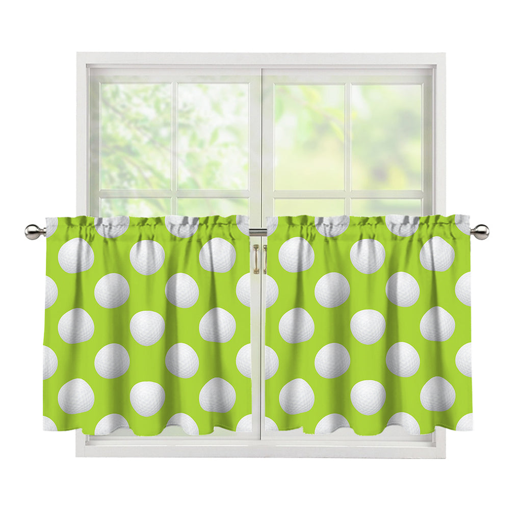 Green Golf Ball Pattern Print Tier Curtains