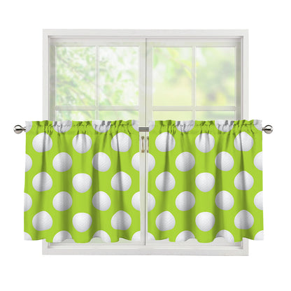 Green Golf Ball Pattern Print Tier Curtains