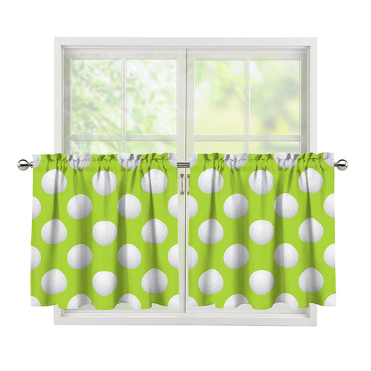 Green Golf Ball Pattern Print Tier Curtains