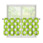 Green Golf Ball Pattern Print Tier Curtains