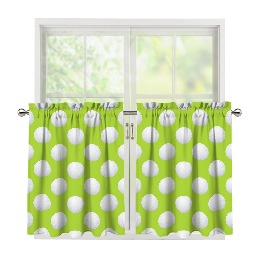 Green Golf Ball Pattern Print Tier Curtains