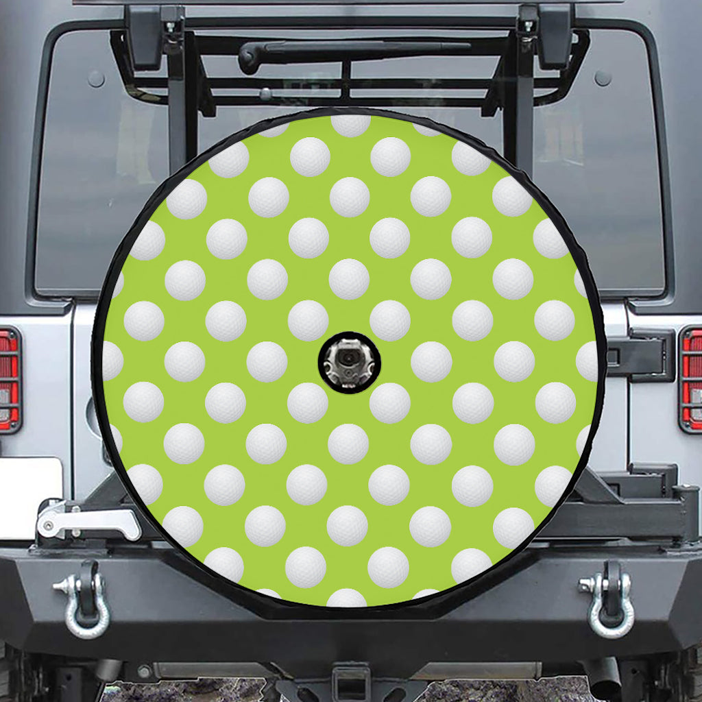 Green Golf Ball Pattern Print Tire Cover With Camera Hole
