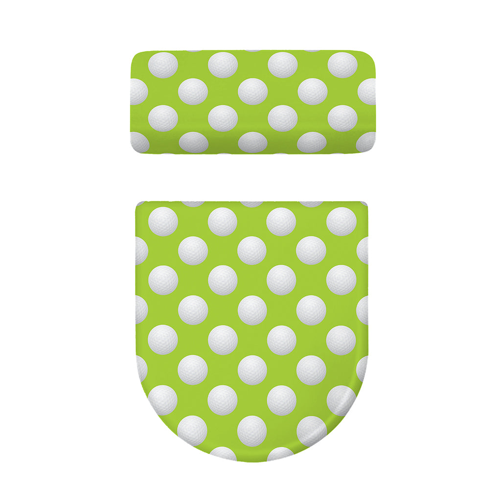 Green Golf Ball Pattern Print Toilet Lid And Tank Cover Set