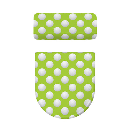 Green Golf Ball Pattern Print Toilet Lid And Tank Cover Set