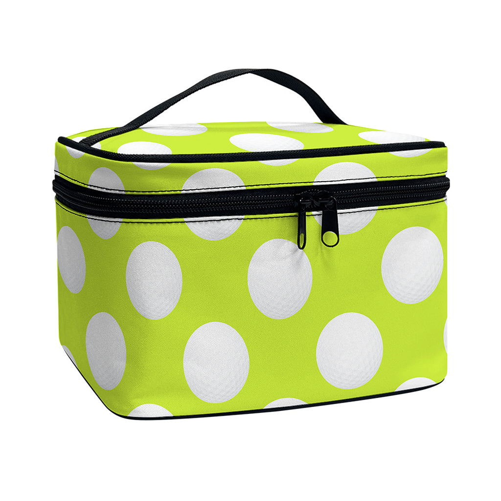 Green Golf Ball Pattern Print Travel Makeup Bag