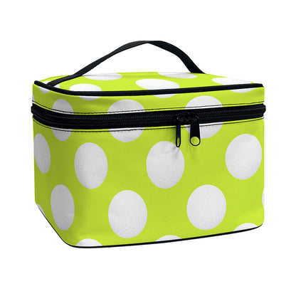 Green Golf Ball Pattern Print Travel Makeup Bag