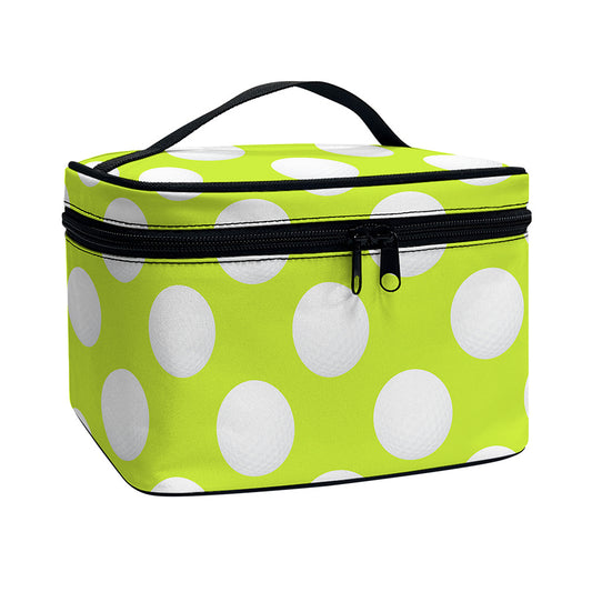 Green Golf Ball Pattern Print Travel Makeup Bag