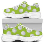 Green Golf Ball Pattern Print White Chunky Shoes
