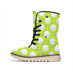 Green Golf Ball Pattern Print Winter Boots