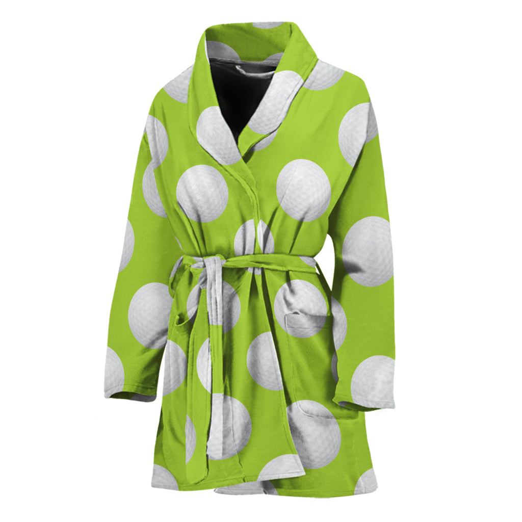 Green Golf Ball Pattern Print Women's Bathrobe