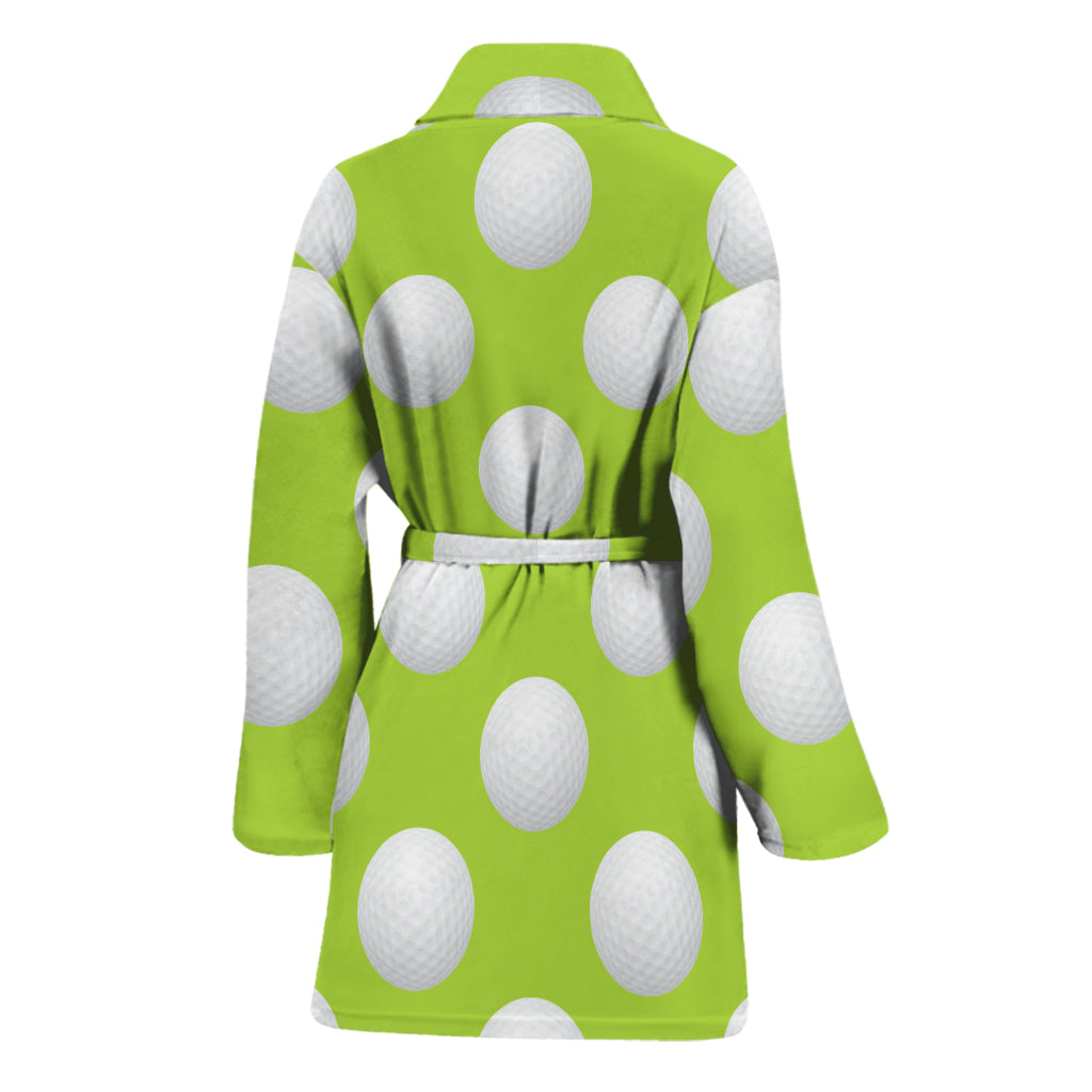 Green Golf Ball Pattern Print Women's Bathrobe