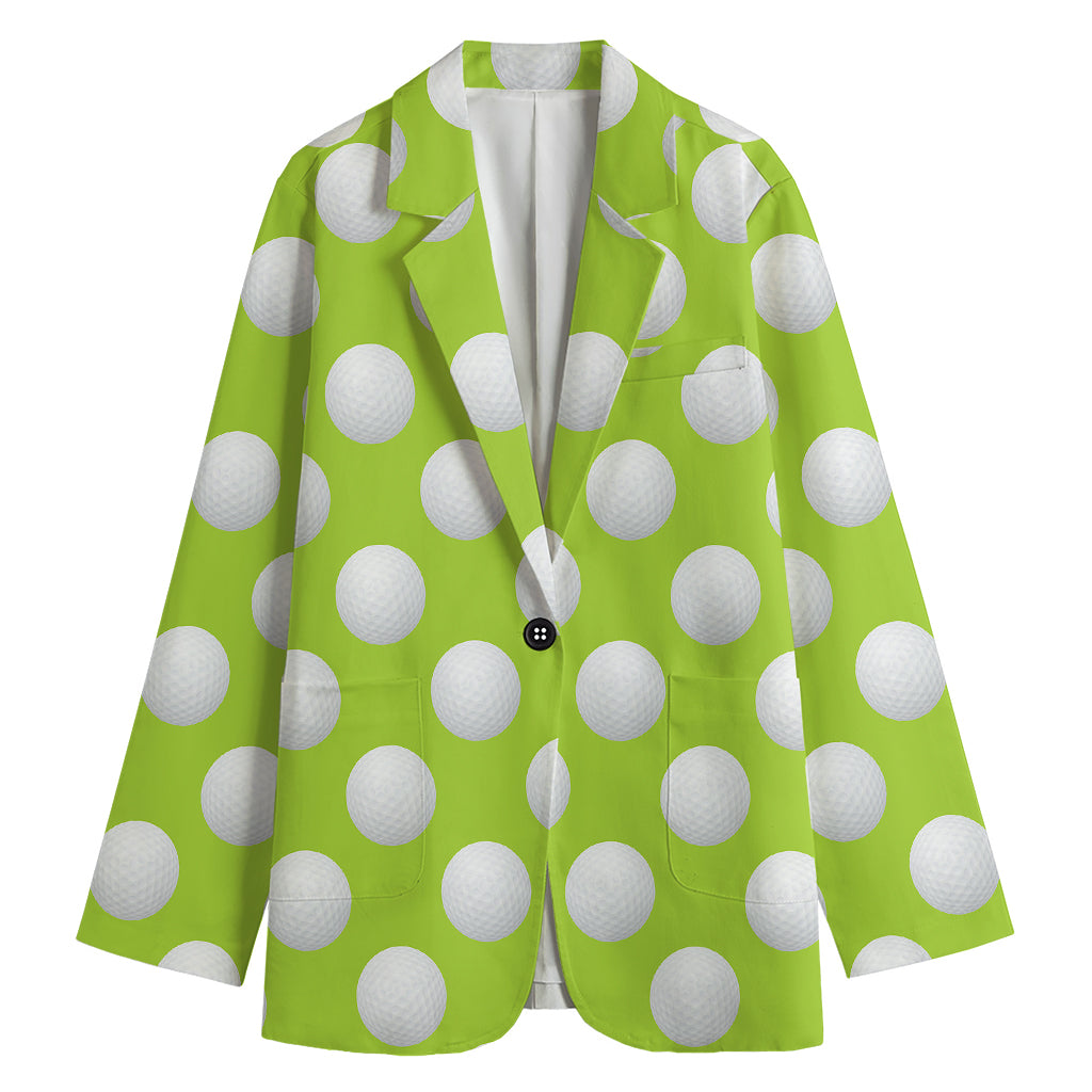 Green Golf Ball Pattern Print Women's Blazer