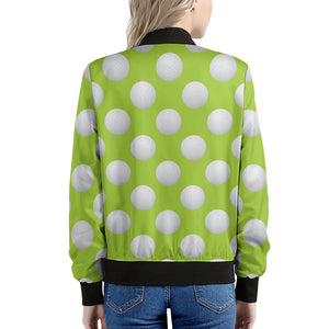 Green Golf Ball Pattern Print Women's Bomber Jacket