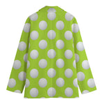 Green Golf Ball Pattern Print Women's Cotton Blazer