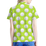 Green Golf Ball Pattern Print Women's Polo Shirt