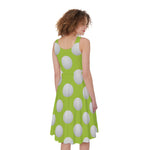 Green Golf Ball Pattern Print Women's Sleeveless Dress