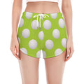 Green Golf Ball Pattern Print Women's Split Running Shorts