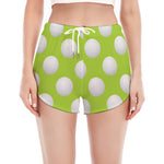 Green Golf Ball Pattern Print Women's Split Running Shorts