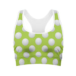 Green Golf Ball Pattern Print Women's Sports Bra