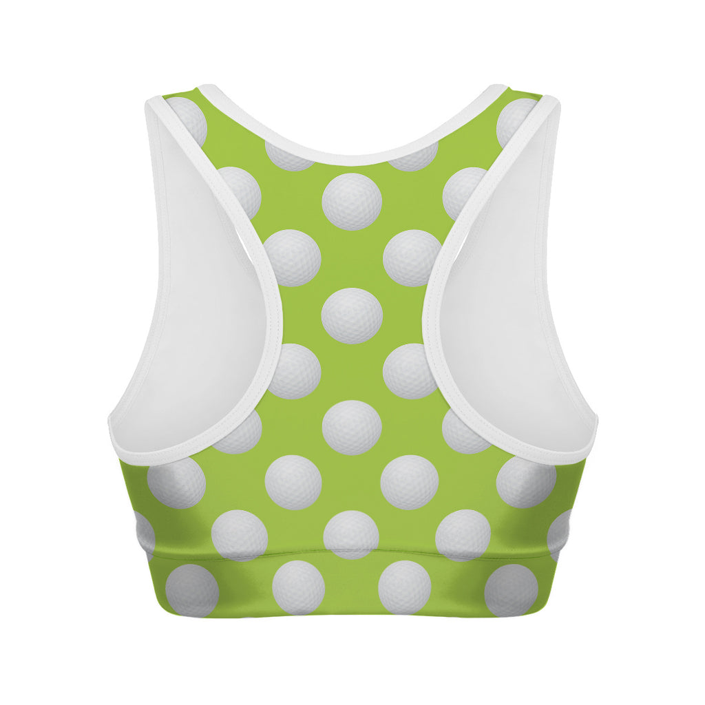 Green Golf Ball Pattern Print Women's Sports Bra