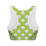 Green Golf Ball Pattern Print Women's Sports Bra