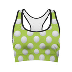 Green Golf Ball Pattern Print Women's Sports Bra