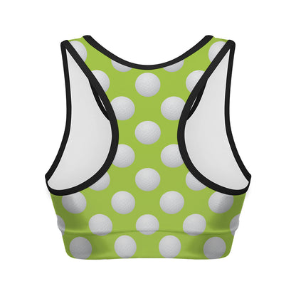 Green Golf Ball Pattern Print Women's Sports Bra