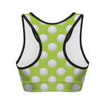 Green Golf Ball Pattern Print Women's Sports Bra