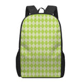 Green Harlequin Pattern Print 17 Inch Backpack