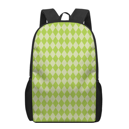 Green Harlequin Pattern Print 17 Inch Backpack