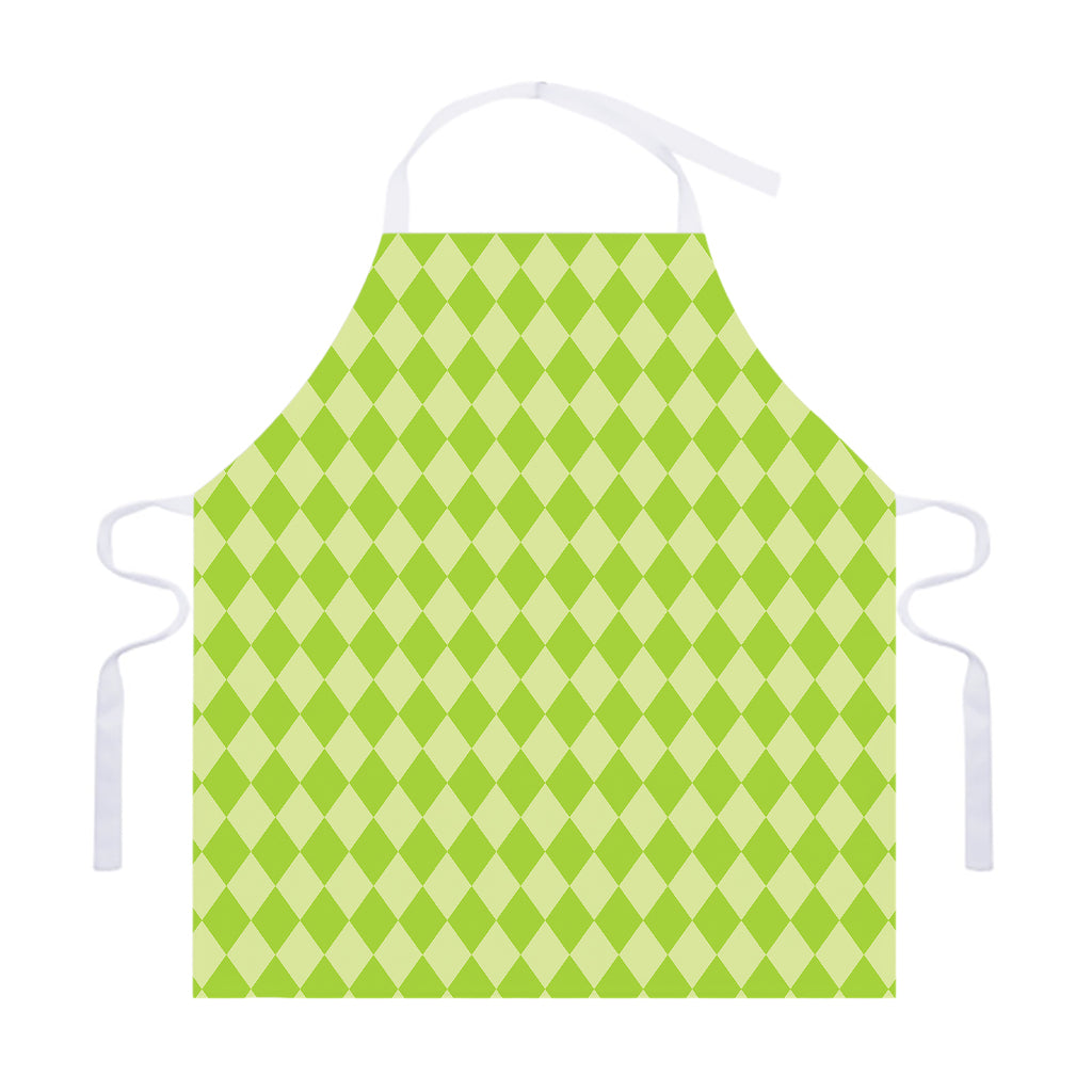 Green Harlequin Pattern Print Adjustable Apron