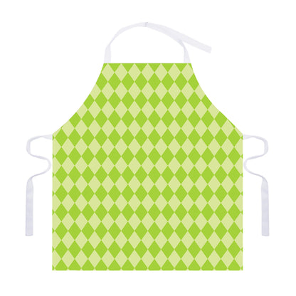 Green Harlequin Pattern Print Adjustable Apron