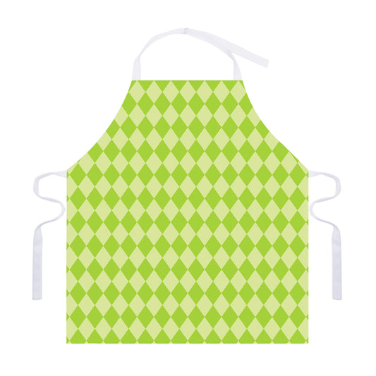 Green Harlequin Pattern Print Adjustable Apron