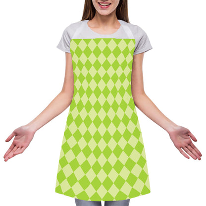 Green Harlequin Pattern Print Adjustable Apron