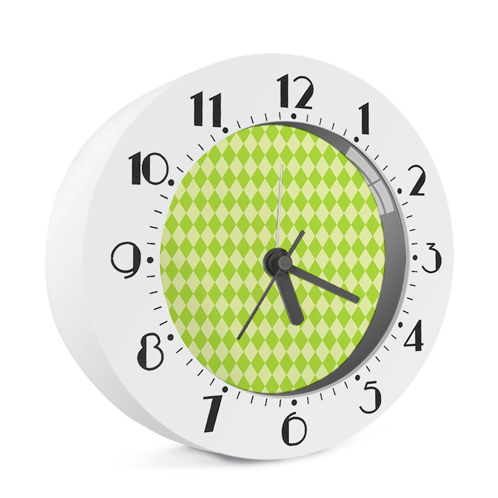 Green Harlequin Pattern Print Alarm Clock