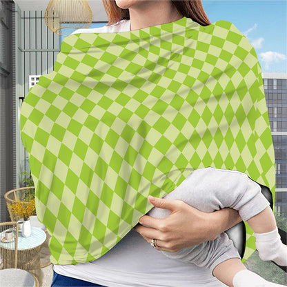 Green Harlequin Pattern Print Baby Seat Cover