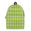 Green Harlequin Pattern Print School Backpack