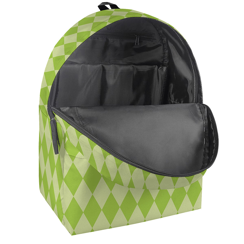 Green Harlequin Pattern Print Backpack